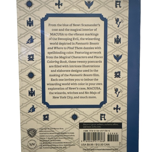 Fantastic Beasts and Where To Find Them A Book Of 20 Postcards To Color NWT - Picture 2 of 5